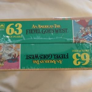 Vintage 1991 Fievel Goes West - An American Tail 63 piece puzzles - 2 puzzles